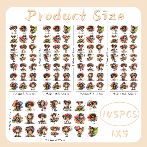 UV DTF Stickers 105 Pcs Whimsical Fairy UV DTF Cup Wrap for Glass - style: Whimsical Flower Fairy Girl