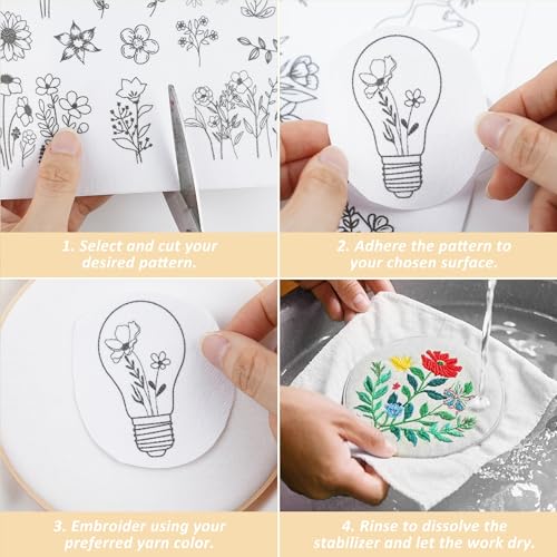 Water Soluble Embroidery Patterns, Stick and Stitch Paper for Sewing - style: animal 1308