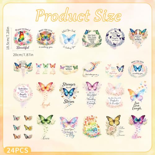 Butterfly Quote DTF Transfers Ready to Press 24 Pcs - color: Butterfly Quote