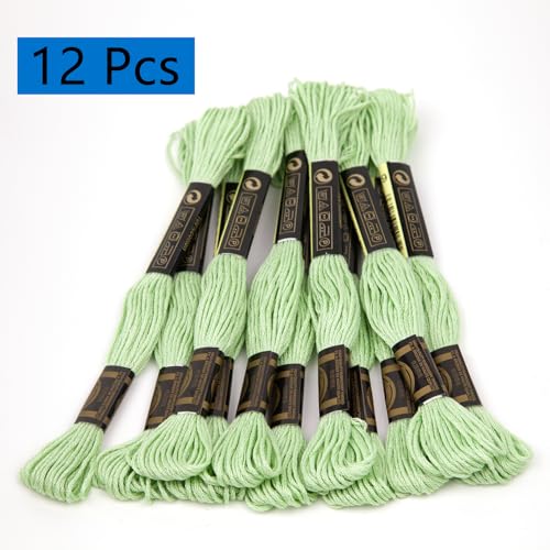 12 Skeins Embroidery Cotton Floss of 9yds for DIY Embroidery, White