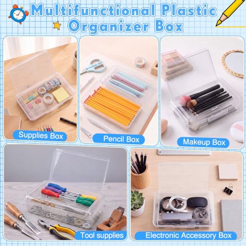 Blulu 6 Pack Double Layer Pencil Boxes Large Capacity,Clear - color: Clear
