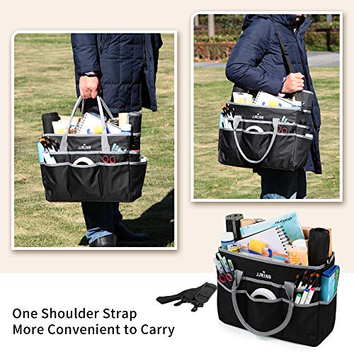 JJRING Large 600D Nylon Artist Organizer Tote Bag With 16 Pockets, Silver - color: Silver, size: Large