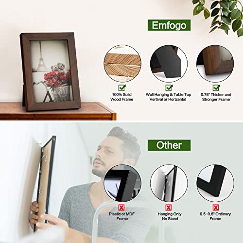 Emfogo 4x6 Picture Frame, Pack of 2 Photo Frame with Real Glass, Solid Wood Rustic Picture Frames 4x6 Display for Wall Decor (Vintage Walnut) - color: Vintage Walnut, size: 4x6 inch