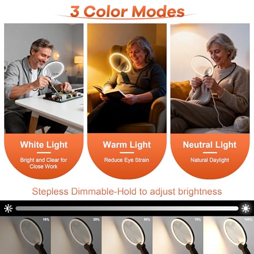 5X Neck Magnifying Glass with Light Hands Free for Reading,Seniors