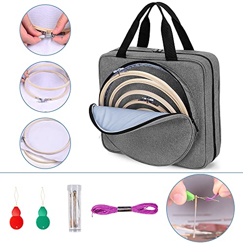 LoDrid Embroidery Kit, Embroidery Project Bag with Embroidery Kit, Gray - color: Gray