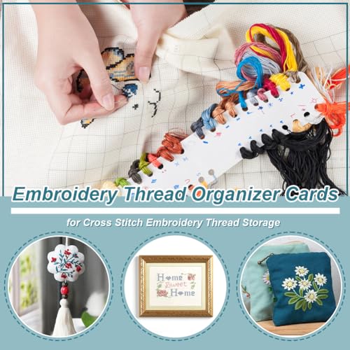 BENECREAT 36Pcs 18-Position Embroidery Thread Organizer Cards, 5.9x3inch Paper Thread Winding Boards, Floss Bobbins for Cross Stitch Embroidery Thread Storage Craft DIY Sewing