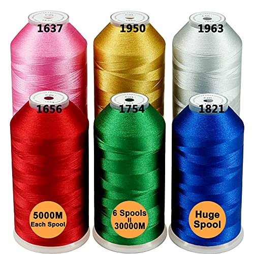 New brothread Huge Spools Embroidery Machine Thread -6 Christmas Colors - color: 6xCHRISTMAS COLORS