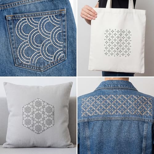 24 Pcs Sashiko Stencil Kit, Sashiko Embroidery Kit