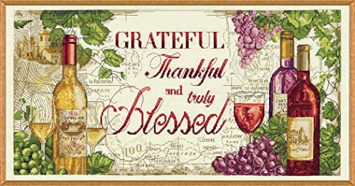 Grateful Wine Counted Cross Stitch Kit