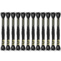 12 Skeins Embroidery Floss, Black Metallic Embroidery Thread Polyester Cross-Stitch Threads for Hand Embroidery String Art DIY Creation - color: Black