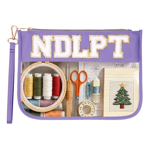 Needlepoint Project Bag Sewing Gifts Embroidery Sewing Bag Craft Storage Organizer NDLPT Clear Zip Pouch Bag - color: Purple, size: Flat-M