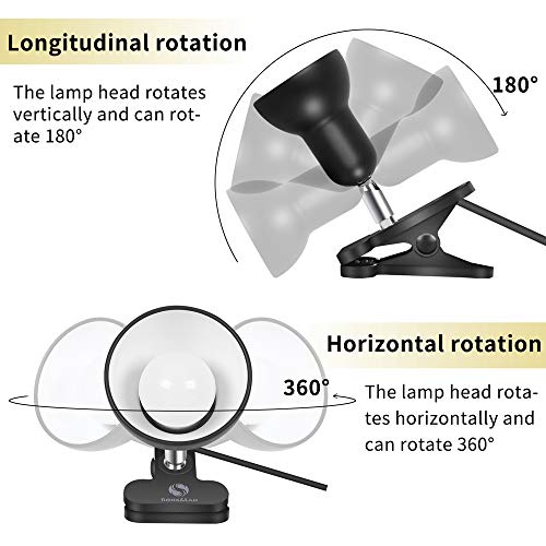 RONG&LAN Clip lamp,360° Rotation Clip on Lamp Portable Book Reading Light,Clamp on Desk/Table/Bunk Bed/Cupboard Home Lighting, (Desk lamp,Seven Colors for Your Choice) (White,R-88) - color: White,2