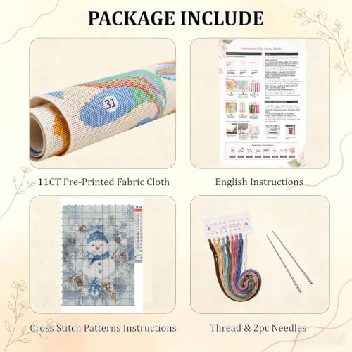 WUSARPLY Christmas Stamped Cross Stitch Kits for Beginners Adults 11CT - color: J184