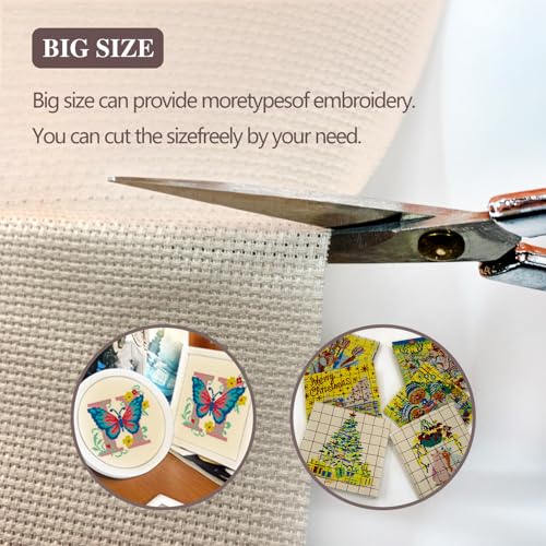 14CT Aida Cloth - 30x35 Inch Cross Stitch Fabric for Embroidery, Pre-Cut Needlework Material, Acid-Free, Durable Weave(Khaki) - color: Khaki