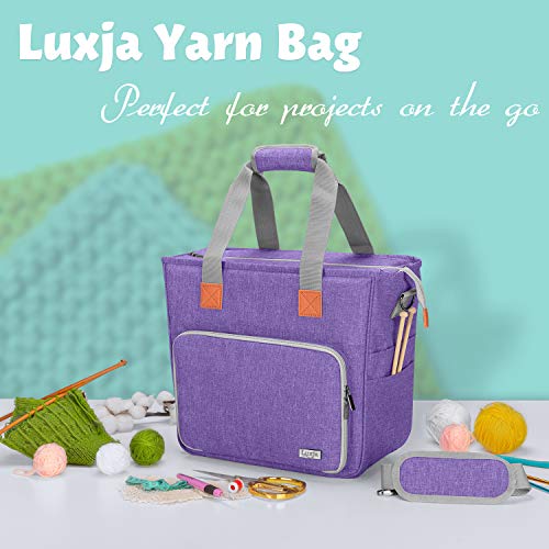LUXJA Large Knitting Bag with Shoulder Straps, Purple - color: Purple, size: Large