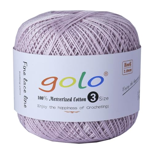 golo Crochet Thread Size 3 Yarn for Hand Knitting Light Purple 672 - color: 672 Light Purple