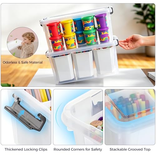 17 Qt Craft Organizers and Storage with Removable Divider, Marker Organizer for Crayons, Pencils & Art Supply, 1 Pack - size: 17 Qt - Divider
