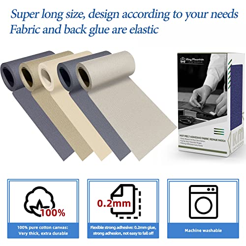 KING MOUNTAIN Canvas Iron on Patch,3"×60",Waterproof 100% Cotton Fabric Repair Patch,Used for Various Sofa,Tent,Clothes,Seats,Suitcases (Dark Blue) - color: Dark Blue, size: Canvas-3"x60"