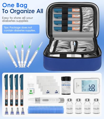 Glucoracy Large Insulin Cooler Travel Case with Ice Packs,Blue - color: Blue, size: Large