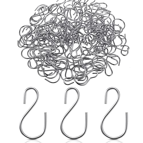 Sratte 120 Pcs Mini S Hook for Hanging 1 Inch Metal, Silver - color: Silver