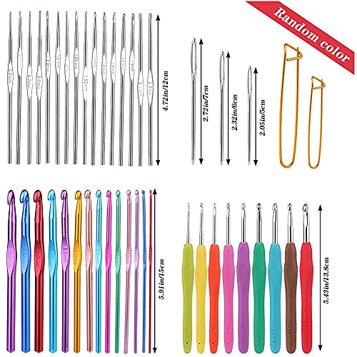 Mayboos 72 Pcs Crochet Hooks Set, Crochet Hooks Kit - size: 9 Sizes+30 Pcs AlumHook