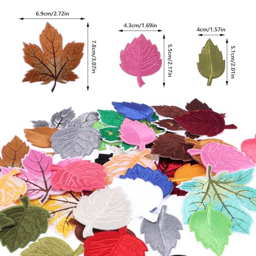 40Pcs Embroidered Iron On Patches, Sew on Applique Leaves Style Repair Patch for Clothes, Dress, Hat, Jeans, DIY Accessories - color: 40PCS Leaves Set