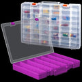 Juexica 2 Pcs 48 Grid Plastic Bead Storage Organizer Box, Clear,Purple - color: Clear, Purple