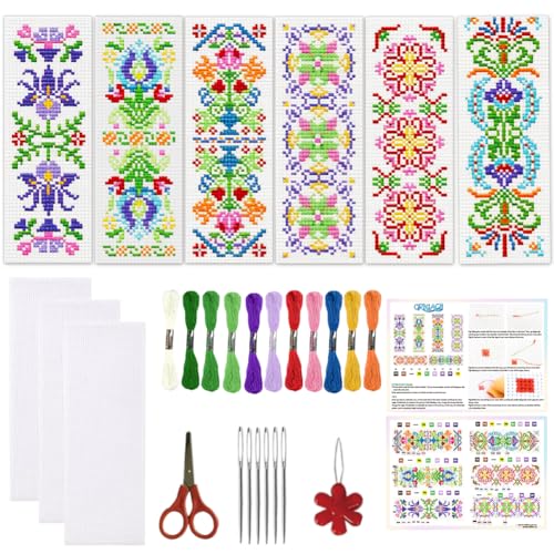 ORIGACH 6 Pack Colorful Folk Pattern Cross Stitch Kit - style: Colorful Vyshyvanka Style