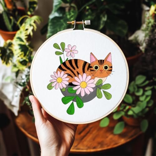 4 Sheets Water Soluble Embroidery Patterns Stabilizers Kitty Theme Embroidery Stick and Stitch Paper with Pre-Printed Cute Cats Patterns for Hand Sewing Lover Beginners - style: Cat