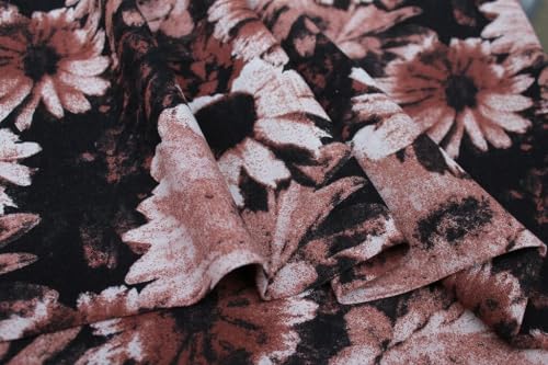 1-Yard Natural Linen Floral Fabric | Linen Fabric by the Yard for Clothing |Floral Fabric by the Yard |100% Linen Fabric Linen Cloth for Sewing, Crafts, Tablecloths, Curtains, Drapes|Des.2 Brown - color: Des.2 Chocolate, size: 1 Yard Precut