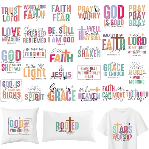Christian DTF Transfers Ready to Press, Iron on Decals for T-Shirts - color: Christian