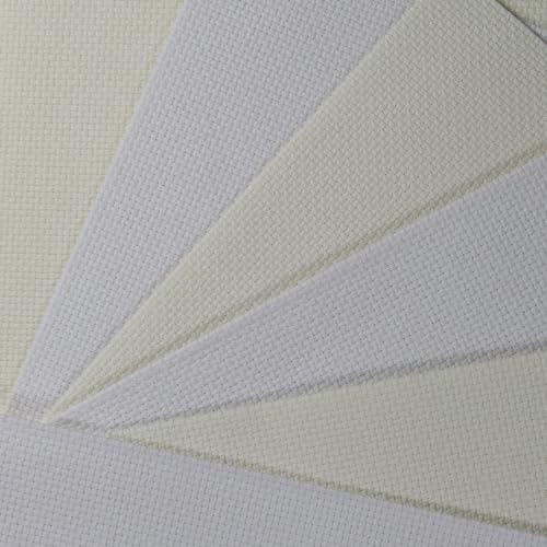 KCS 6 pc of 12" x 18"(30cmx45cm) 14CT Counted Cotton Aida Cloth Cross Stitch Fabric (White+Antique White) - color: White+antique White