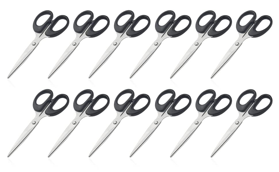 12Pack 6.3Inch Sewing Scissors Yarn Thread Craft Scissors Small Snips Trimming Nipper for Home Office School DIY Projects (Black)