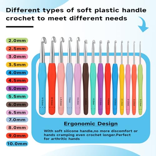 Mayboos 14 Sizes Crochet Hook Set, Large Crochet Hooks Yarn Needle Kits - size: 14 Sizes