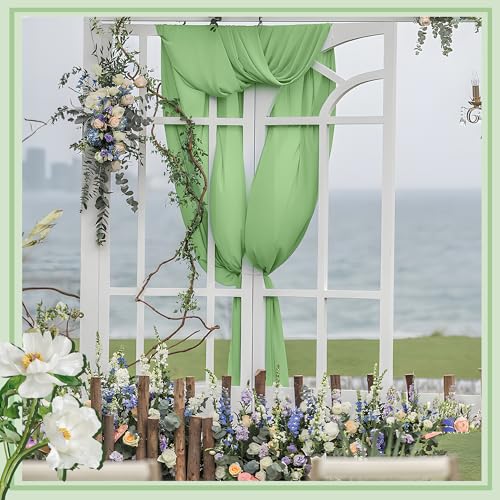 Horbaunal Dusty Sage Chiffon Fabric by The Yard, 1 Yard Precut Sheer Fabric - color: Dusty Sage, size: 1 Yard