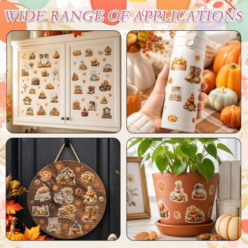 16 Pcs Fall Autumn Rub on Transfers for Crafts 5.9x5.9 Inch - color: Watercolor Pumpkin