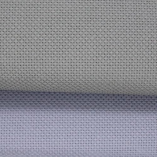 KCS 2 pc of 15" x 18"(38cmx45cm) Counted Cross Stitch Cotton Aida Cloth Needlework Fabric Box (Light Steel Grey+Medium Grey,14CT) - color: Light Steel Grey+medium Grey, size: 14CT