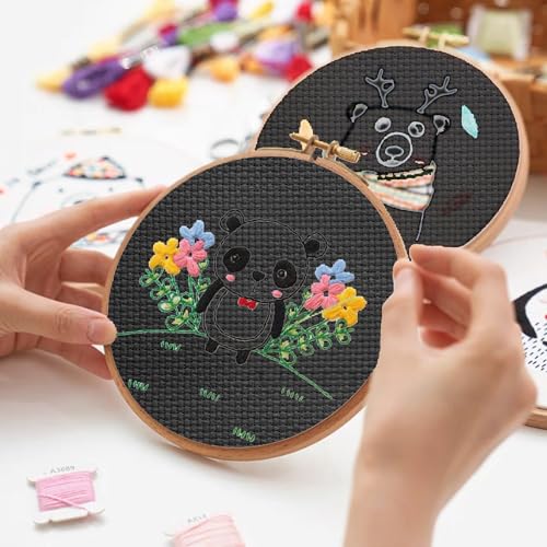 10 PCS Black Aida Cloth 14 Count Cross Stitch Fabric (7.8×7.8 Inch) - size: 7.8×7.8 Inch