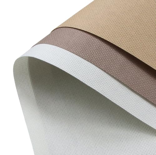 KCS 3 pc of 15" x 18"(38cmx45cm) 18 Count Cross Stitch Cotton Aida Cloth Needlework Rolled Fabric Box,18CT,Antique White +Coffee+Khaki - color: Antique White +Coffee+khaki, size: 18CT