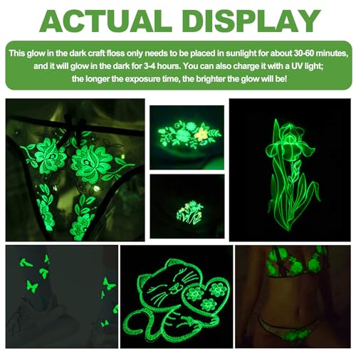 Friendship Bracelet String,Glow in The Dark Craft Floss,8 M/PCS Luminous Cross Stitch Yarn for Sewing Patterns Cotton Strings Crochet Braces Wrap Rainbow Crafts Etc. (Mixed Colors)