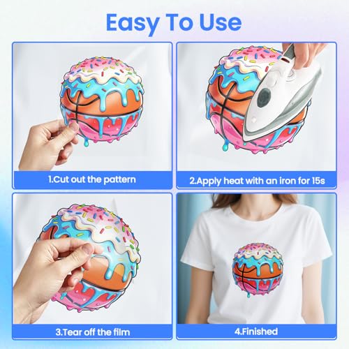 ANATTASOUL Ice Cream 16PCS Heat Transfers Ready to Press for T-Shirts - style: Ice Cream