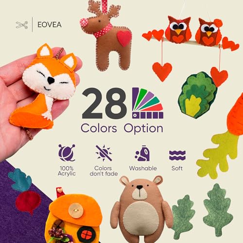 EOVEA - Acrylic Felt Fabric by The Yard - Soft and Durable 72" Wide & 1.6mm Thick Felt Sheets for DIY Crafts, Sewing, Upholstery, Cushion, Padding, Costumes(Purple, 1 Yard) - color: Purple, size: 1 Yard