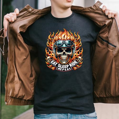 Wxiben 16 Pcs Motorbike Skull Iron on Transfer Dtf Transfers Ready to Press - style: Motorbike Skull