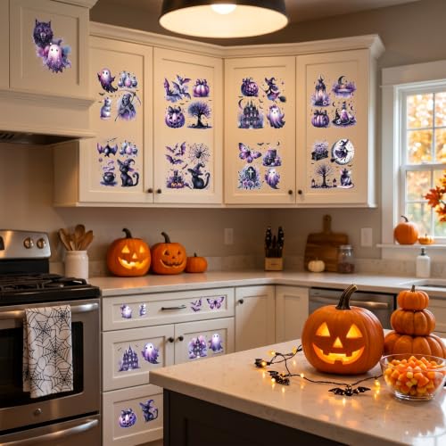 16 Pcs Halloween Rub on Transfers for Crafts Furniture DIY - color: Halloween Cat