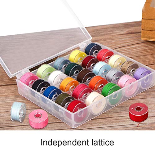 Bobbin Box,Machine Bobbin Organizer Plastic Case,Transparent 25 Slots Empty Bobbins Spools Box，Sewing Craft Plastic Case Storage Box for Sewing Machine - size: 2Pack