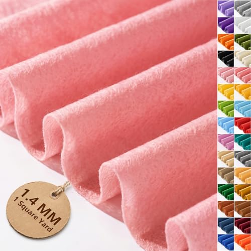 Pink Soft Felt Sheet 36'' X 36'', 1.4mm Large Felt Fabric Sheet for Crafts - color: Pink