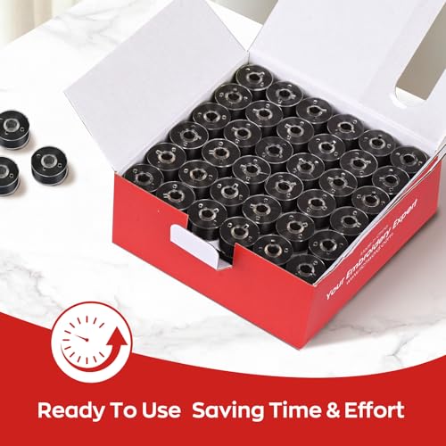 Poolin Size L (SA155) 75D/2 (60WT) Black Plastic Prewound Bobbins - color: black-75D