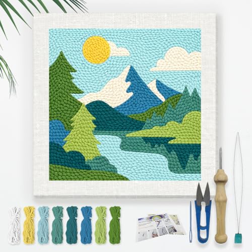 DOODLREAM Mountain Lake DIY Punch Needle Embroidery Kit for Beginner - color: Mountain Lake