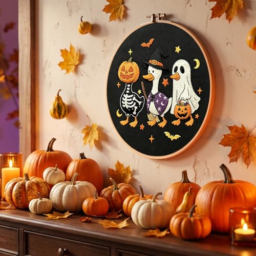 Nuberlic Halloween Embroidery Kit for Beginners Adults DIY Needlepoint - color: halloween