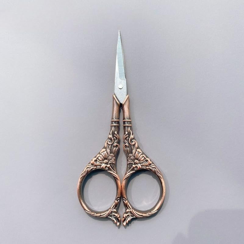 1Pcs European Sewing Vintage Scissors Vintage Embroidery Retro Dressmaker Shears Scissors Fabric Tool Needlework Tailor Shears (Bronze) - color: Bronze